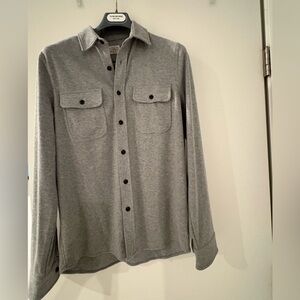 NWT Faherty Legend Sweater Fossil Gray Twill Shirt, S